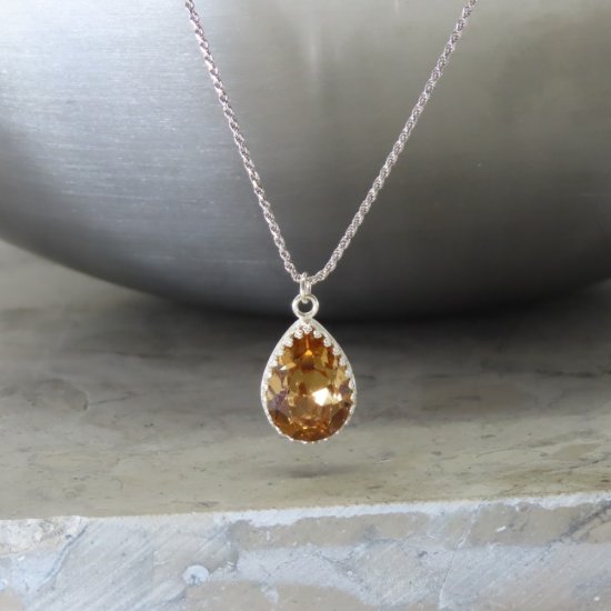 crystal from swarovski necklace - pear fancy light colorado topaz stone 