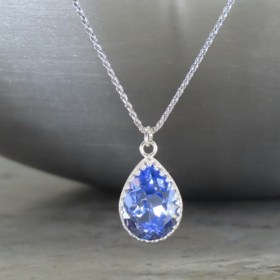 crystal from swarovski necklace - pear fancy provence lavender stone 