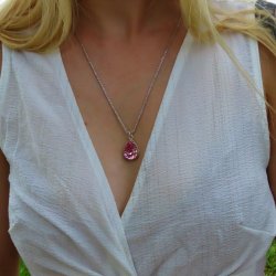 crystal from swarovski necklace - pear fancy light rose stone 