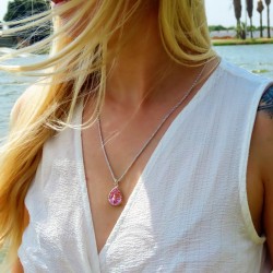 crystal from swarovski necklace - pear fancy light rose stone 