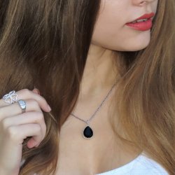 crystal from swarovski necklace - pear fancy jet stone 