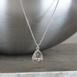 crystal from swarovski necklace - pear fancy crystal silver patina stone crystal from swarovski necklace - pear fancy crystal silver patina stone