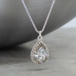 crystal from swarovski necklace - pear fancy crystal silver patina stone  crystal from swarovski necklace - pear fancy crystal silver patina stone
