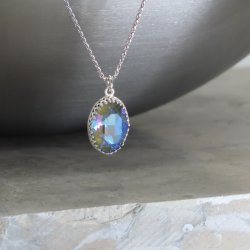 crystal from swarovski necklace with oval fancy stone - " crystal army green delite" crystal from swarovski necklace with oval fancy stone - " crystal army green delite"