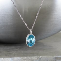 crystal from swarovski necklace with oval fancy stone - " light turquoise" crystal from swarovski necklace with oval fancy stone - " light turquoise"