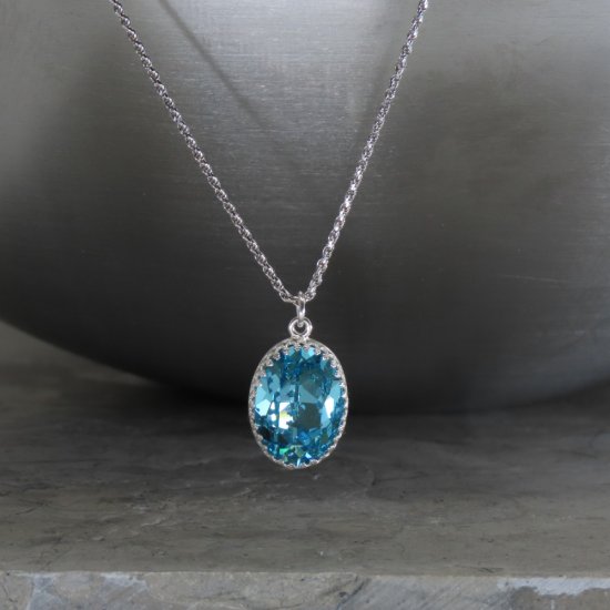 crystal from swarovski necklace with oval fancy stone - " light turquoise"