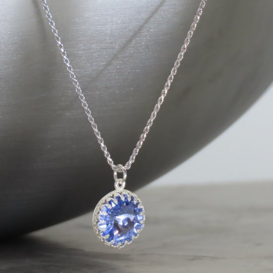 crystal from swarovski necklace with round stone - " violet"