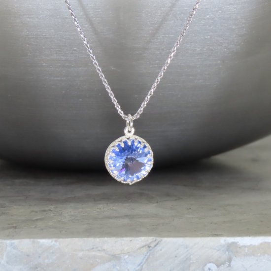 crystal from swarovski necklace with round stone - " violet"