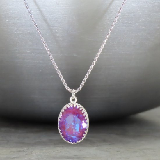 crystal from swarovski necklace with oval fancy stone - " crystal burgundy delite" 