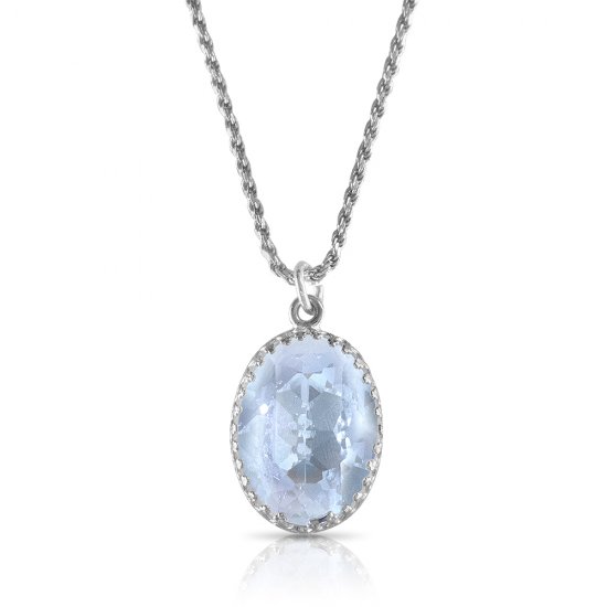 crystal from swarovski necklace with oval fancy stone - "  light azore" 