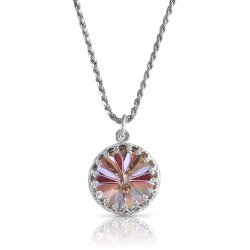 Crystal From Swarovski Necklace With Round Stone - "Light peach"  Crystal From Swarovski Necklace With Round Stone - "Light peach"