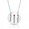 Engraved Disc Necklace in sterling silver and Swarovski Birthstones