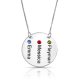 Engraved Disc Necklace in sterling silver and Swarovski Birthstones