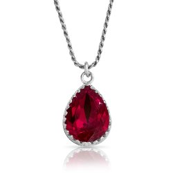 Crystal From Swarovski Necklace - pear fancy stone - siam  Crystal From Swarovski Necklace - pear fancy stone - siam
