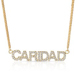 gold plated diamond name necklace - capital letters  gold plated diamond name necklace - capital letters