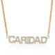 gold plated diamond name necklace - capital letters 
