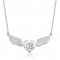 Engraved heart necklace and angel wings in sterling silver