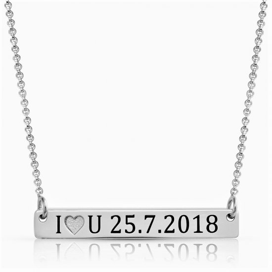 Numeral Bar Necklace For Couples In sterling silver