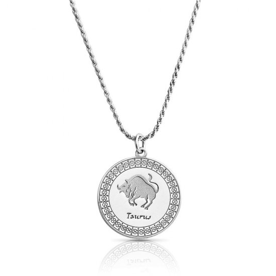 sterling silver zodiac pendant : taurus