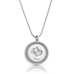 sterling silver zodiac pendant : pisces sterling silver zodiac pendant : pisces