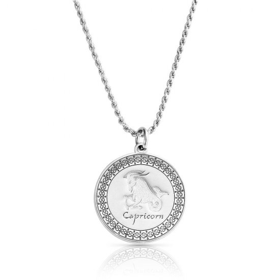 sterling silver zodiac pendant : capricorn