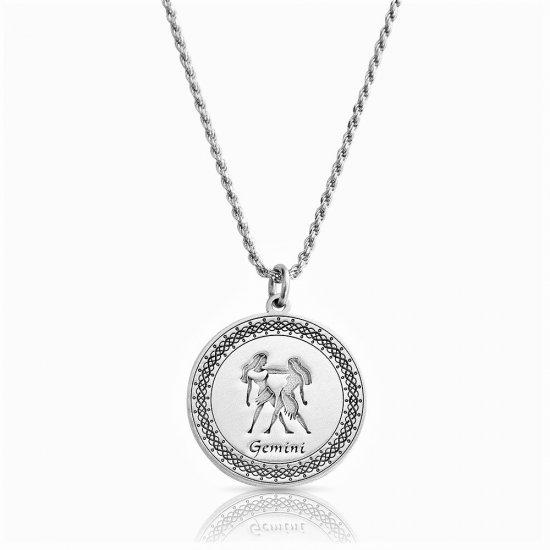 sterling silver zodiac pendant : gemini