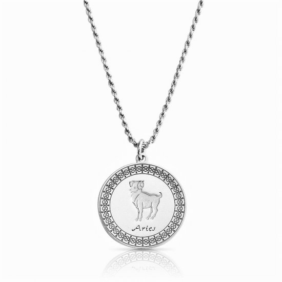 sterling silver zodiac pendant : aries