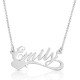 side heart silver name necklace
