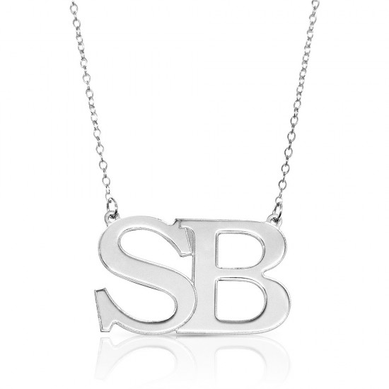 Large Initial Letters Necklace - 925 sterling silver 