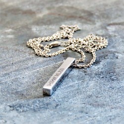 3D Bar Necklace with Roman Numeral in Sterling Silver