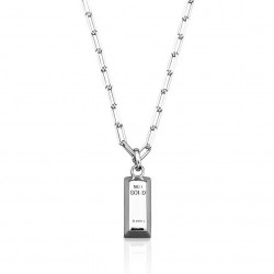link chain necklace with square pendant in sterling silver  link chain necklace with square pendant in sterling silver