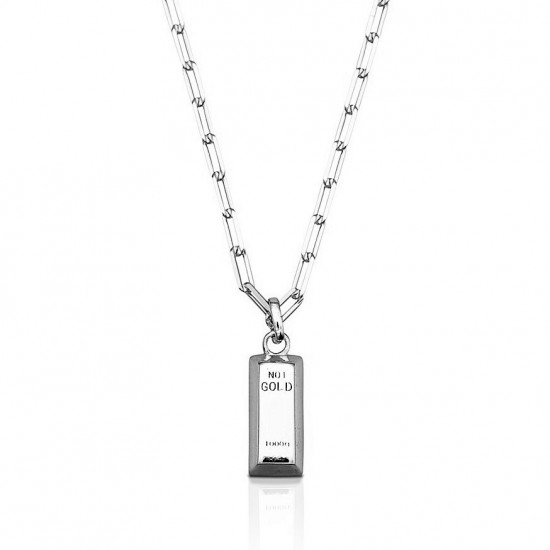 link chain necklace with square pendant in sterling silver 