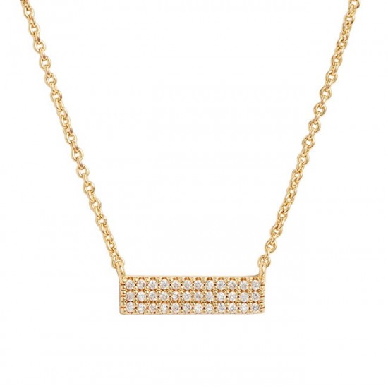 Gold bar necklace with pave cubic zirconia