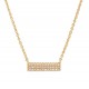 Gold bar necklace with pave cubic zirconia