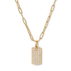 Gold plated dog tag pendant with sparkling cubic zirconia Gold plated dog tag pendant with sparkling cubic zirconia