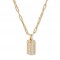 Gold plated dog tag pendant with sparkling cubic zirconia