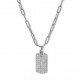 Sterling silver dog tag pendant with sparkling cubic zirconia