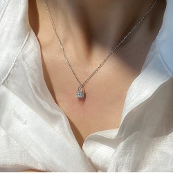 Dainty lock pendant in sterling silver and cubic zirconia