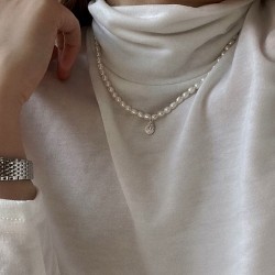 925 sterling silver freshwater pearl necklace with drop zircon pendant 925 sterling silver freshwater pearl necklace with drop zircon pendant