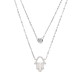 Double layered hamsa necklace in 925 sterling silver and cubic zirconia