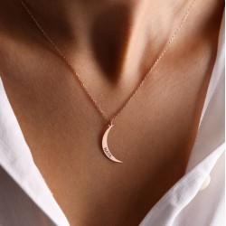 Personalized sterling silver crescent moon necklace  