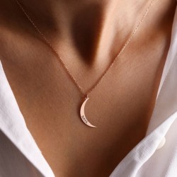 Personalized sterling silver crescent moon necklace   Personalized sterling silver crescent moon necklace