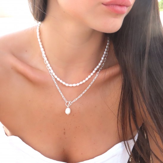 sterling silver pearl necklace 