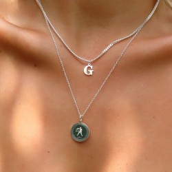 Initial letter Necklace with Gourmet Chain in Sterling Silver Initial letter Necklace with Gourmet Chain in Sterling Silver