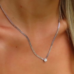 925 Sterling Silver 1 Carat Moissanite Cuban Necklace 925 Sterling Silver 1 Carat Moissanite Cuban Necklace