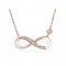 infinity necklace in rose gold plating and cubic zirconia
