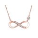infinity necklace in rose gold plating and cubic zirconia