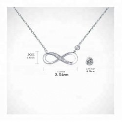 infinity necklace in rose gold plating and cubic zirconia