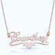 rose gold plated middle heart name necklace