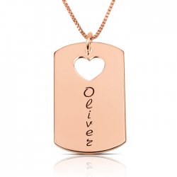 personalized dog tag necklace in rose gold plating  personalized dog tag necklace in rose gold plating